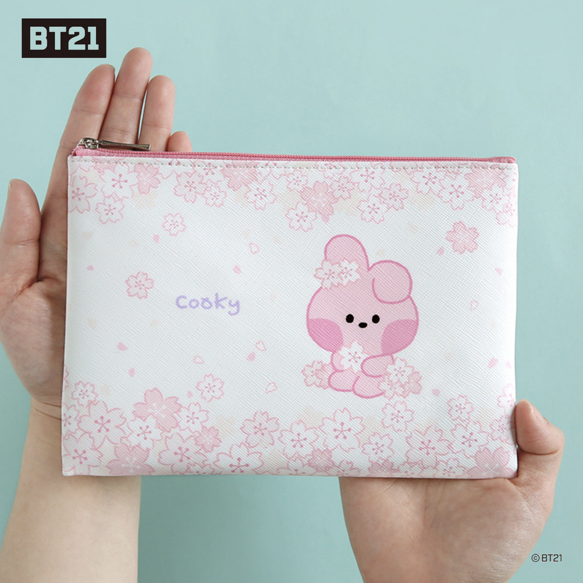 BT21 Minini Cherry Blossom Flat PU Pouch