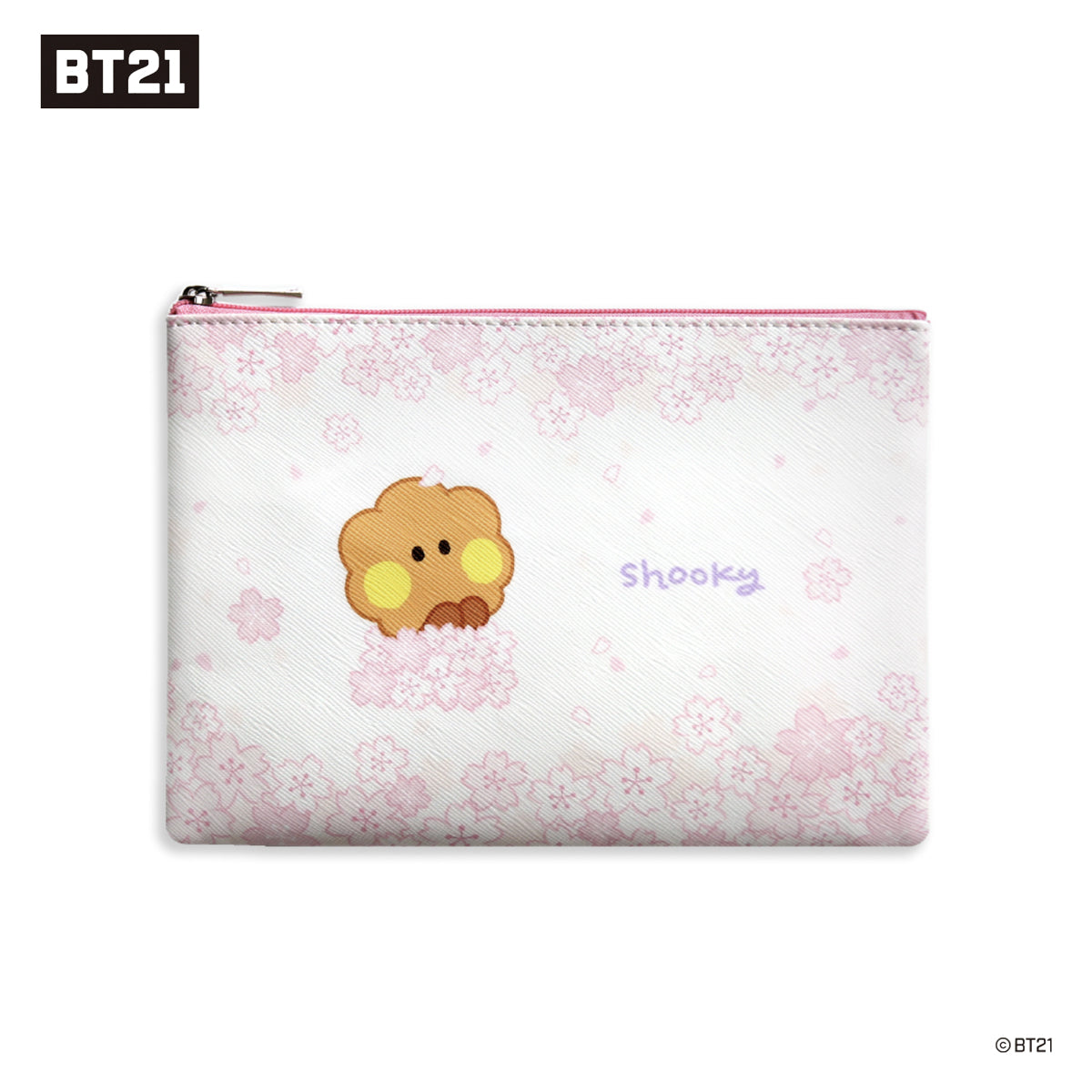 BT21 Minini Cherry Blossom Flat PU Pouch