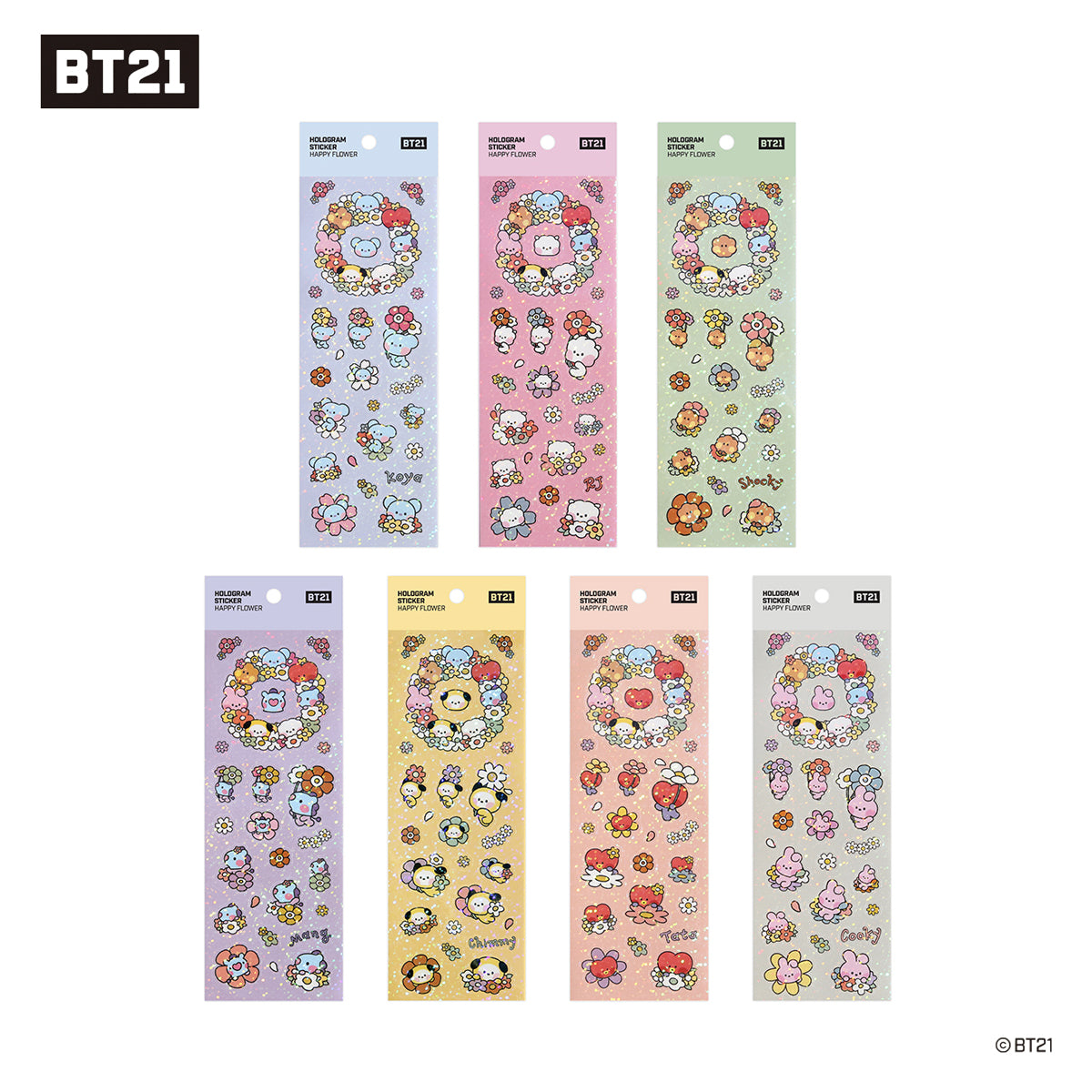 BT21 Minini Happy Flower Hologram Sticker