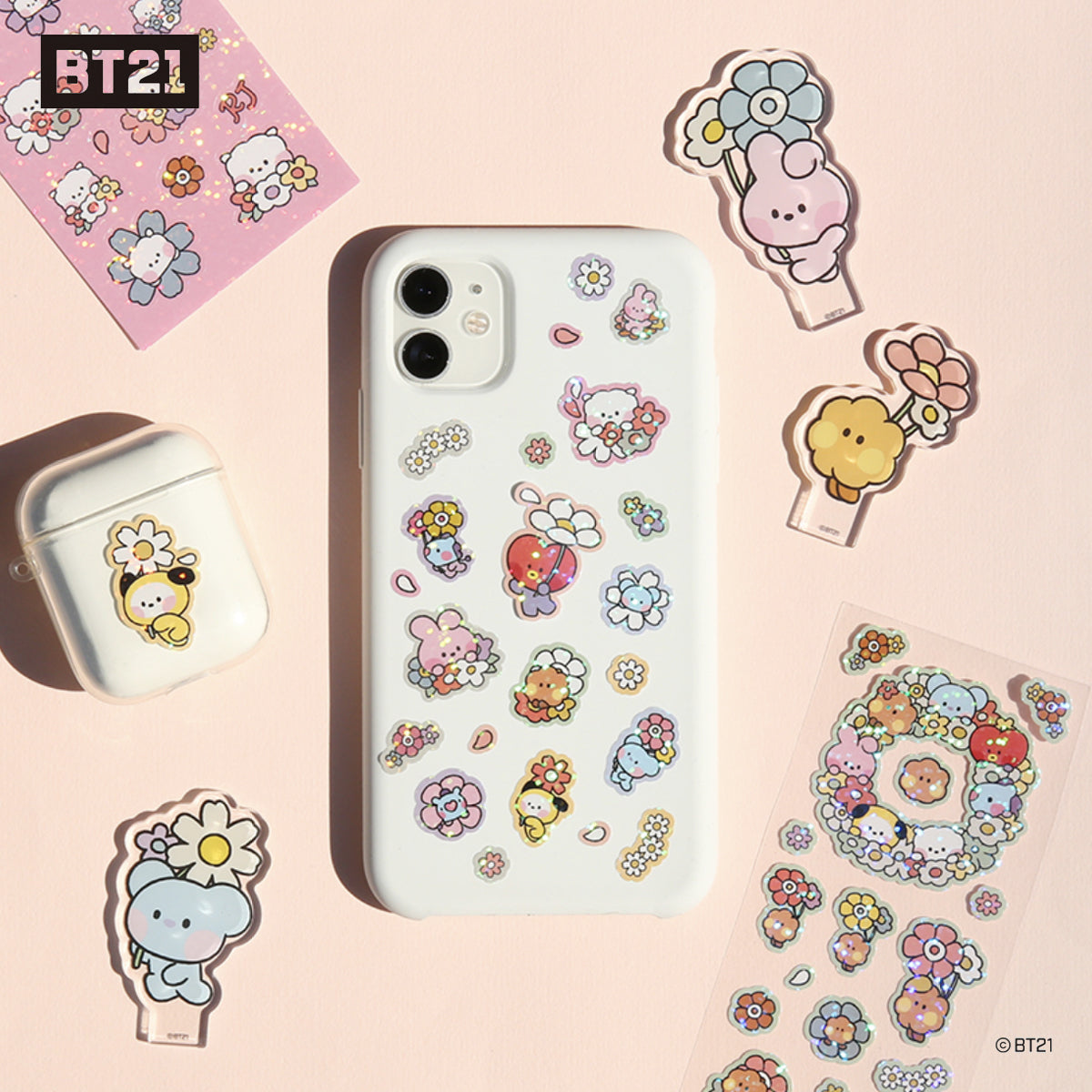 BT21 Minini Happy Flower Hologram Sticker