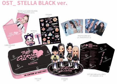 BLACKPINK THE GAME OST THE GIRLS Stella Ver Tin Case QR Card Acrylic Stand Set